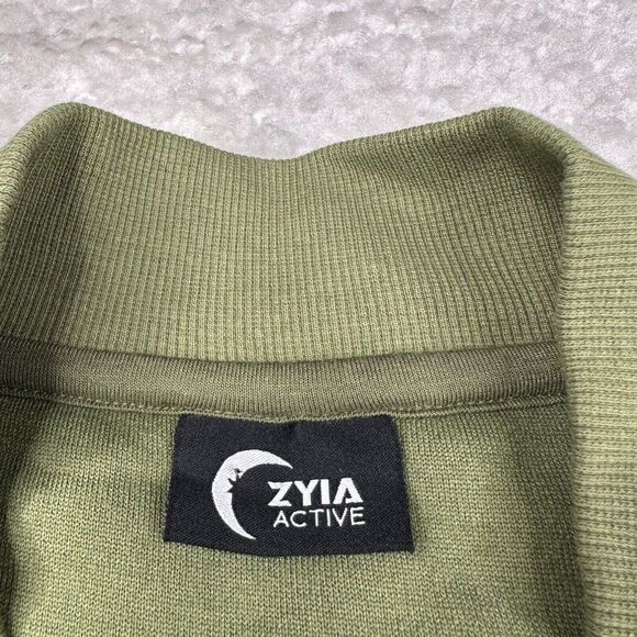 Zyia Active Flying V Fleece Sherpa Bomber Jacket Olive Green - Picture 4 of 12